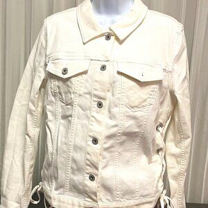 Vince Camuto White lace-up Denim Jacket: